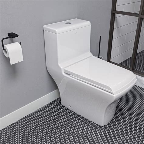 Eago White Dual Flush Square Standard Height Watersense Toilet 12 In