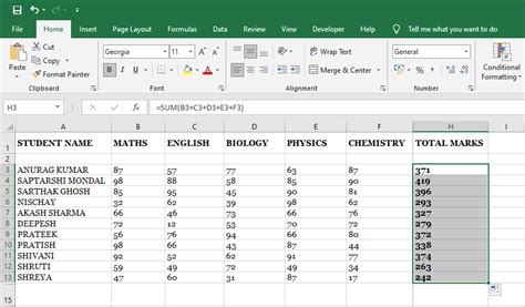How To Calculate Sum And Average Of Numbers Using Formulas In Ms Excel