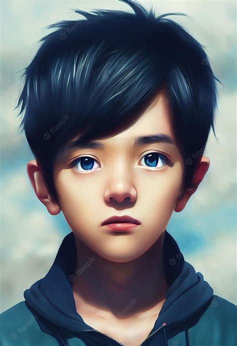 Premium Photo Portrait Handsome Anime Boy For Avatar And Computer