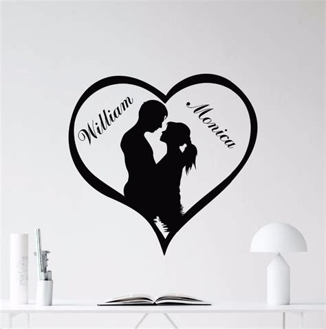 Custom Names Love Heart Wall Decal Removable Loving Personalized Vinyl