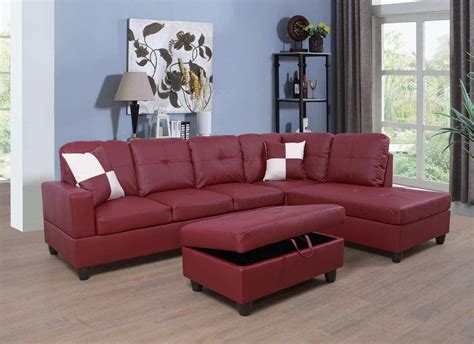 Buy PonLiving Furniture Faux Leather 3 Piece Sectional Sofa Couch Set