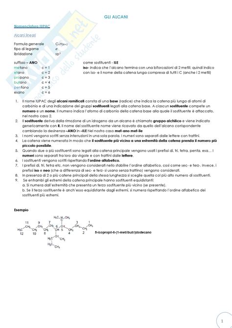 La chimica organica è quella disciplina che studia tutti i composti in cui sia presente l'elemento carbonio. Tabella: Appunti di chimica organica