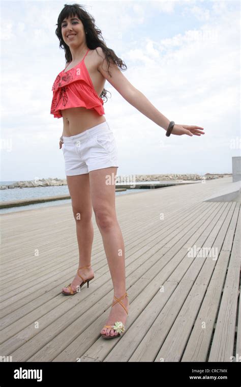 Young Beautiful Spanish Girl Posing Outdoors Barcelona Spain