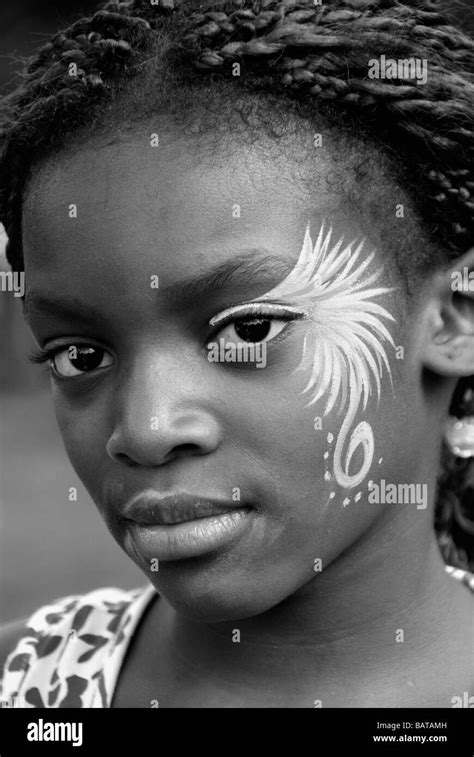 Beautiful Black Girl With Face Painted Stock Photo Alamy