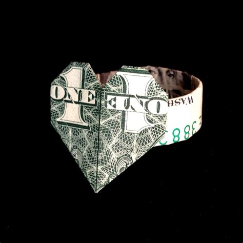 Dollar Bill Origami RING with HEART Handmade Money Art ...