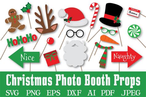 Christmas Photo Booth Props Svg Pre Designed Illustrator Graphics