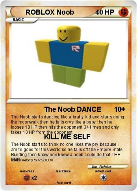Pokémon Roblox Noob 35 35 The Noob Dance My Pokemon Card