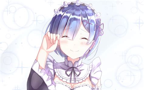 Safebooru 1girl Blue Hair Blush Breasts Closed Eyes Commentary