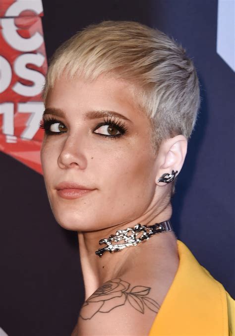 She also started 2017 with a blonde pixie cut. Halsey Pixie - Halsey Looks - StyleBistro