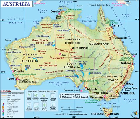 Australia Map Physical Features - Map of Spain Andalucia