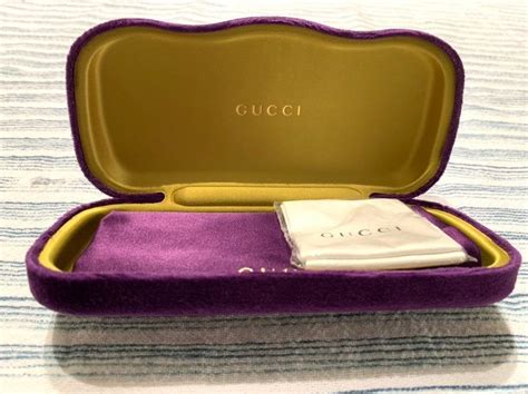 Authentic Gucci Sunglass Case In Purple With A Yellow Satin Lining