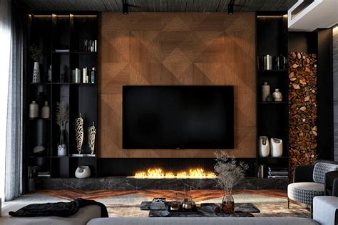Dark And Cosy On Behance Dark Living Rooms Living Room Design Decor Modern Tv Room