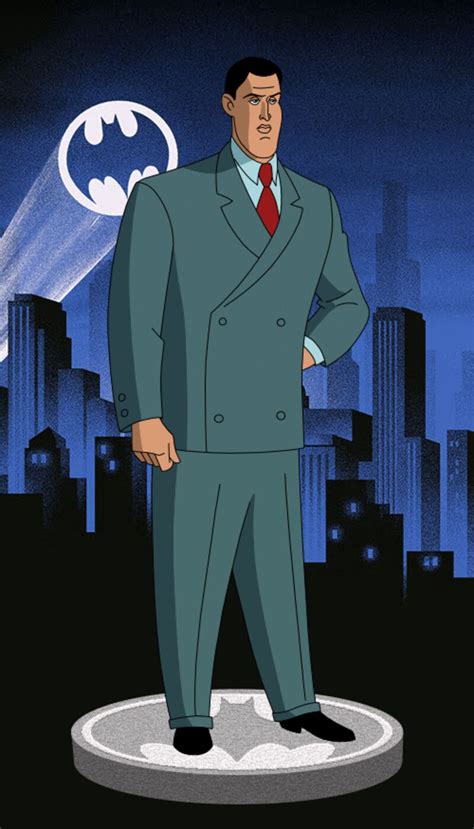 The Batman Animated Character Is Standing In Front Of A Cityscape With