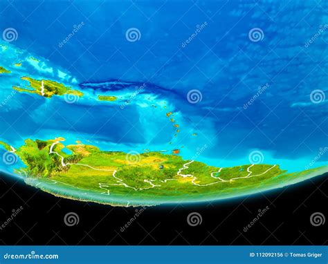 Satellite View Of Caribbean Stock Illustration Illustration Of Render