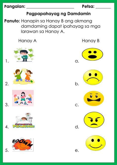 Pagpapahayag Ng Damdamin Worksheet 1st Grade Worksheets Letter Of