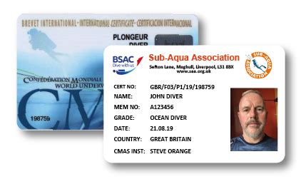 Qualification Cards - British Sub-Aqua Club