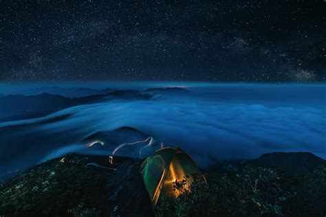 Download Night Starry Sky Camp Star Cloud Photography Camping Hd Wallpaper