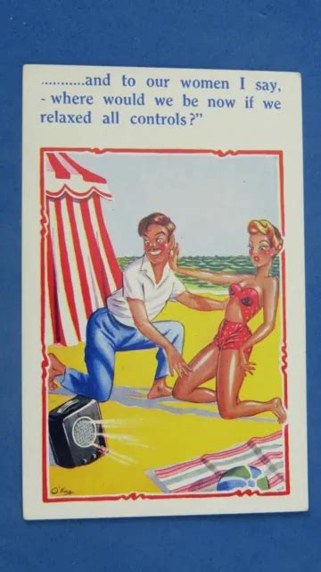 RISQUE COMIC POSTCARD S Portable Radio Beach Bathing Pin Up Beachwear Theme PicClick UK