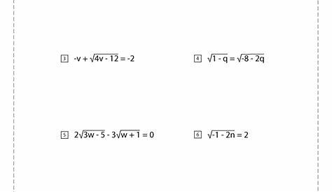 solving radical equations worksheets with answers