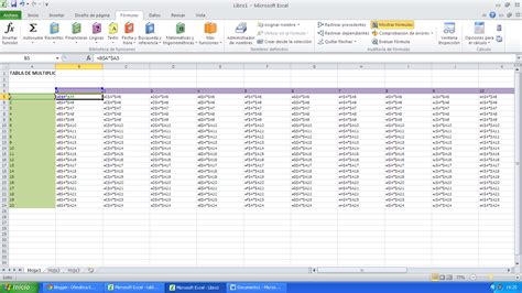 Ofimática Empresarial Ii Tabla De Multiplicar En Excel