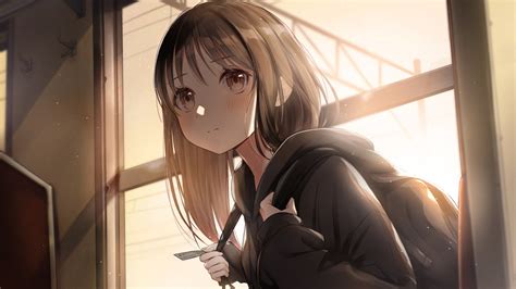 Brown Hair Anime Girl In A Sweater Anime Wallpaper Hd