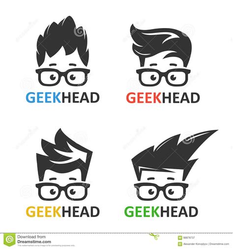 Geeks And Nerds Vector Set Of Logos Stock Vector