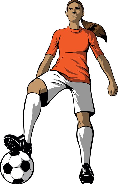 Cartoon Girl Playing Soccer