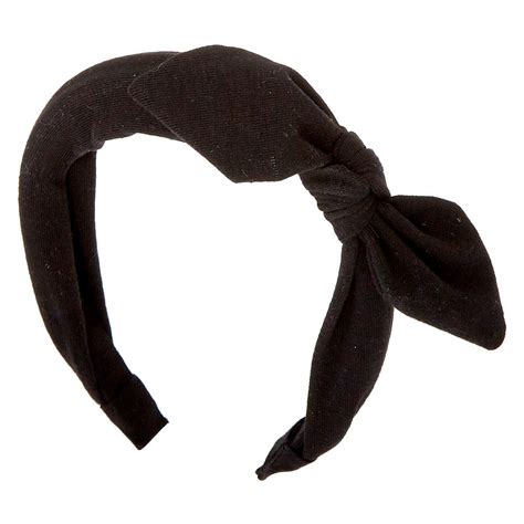 Solid Knotted Bow Headband Black Claires