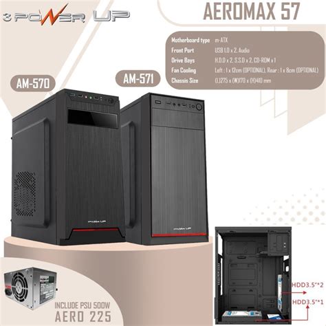 Jual Casing Power Up Aeromax Micro Atx Psu 500 Watt Shopee Indonesia