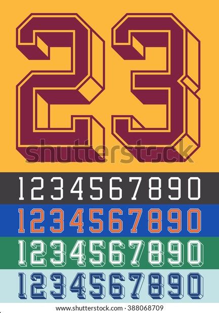 Vintage Jersey Font Numbers Stock Vector Royalty Free 388068709