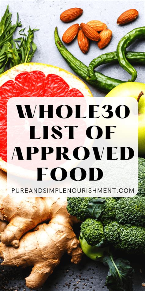 Whole30 List Of Approved Food Pure And Simple Nourishment
