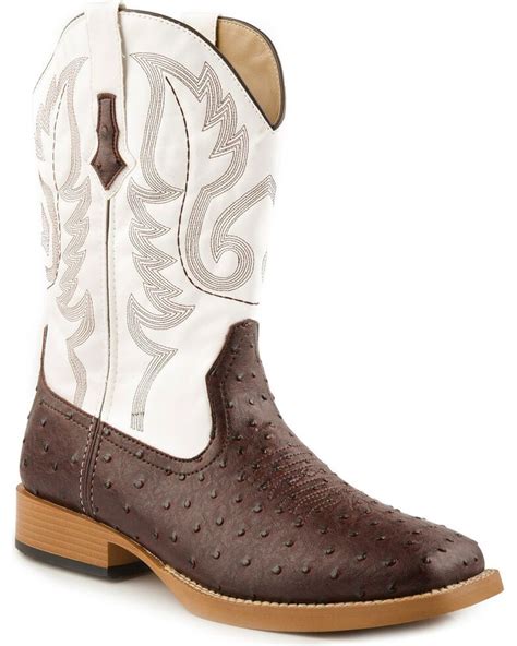 Roper Faux Leather Ostrich Print Cowboy Boots Square Toe Sheplers