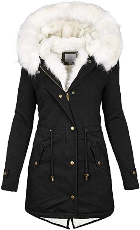 women winter jacket hood winter jacket parka faux fur teddy fur long thigh length slim fit