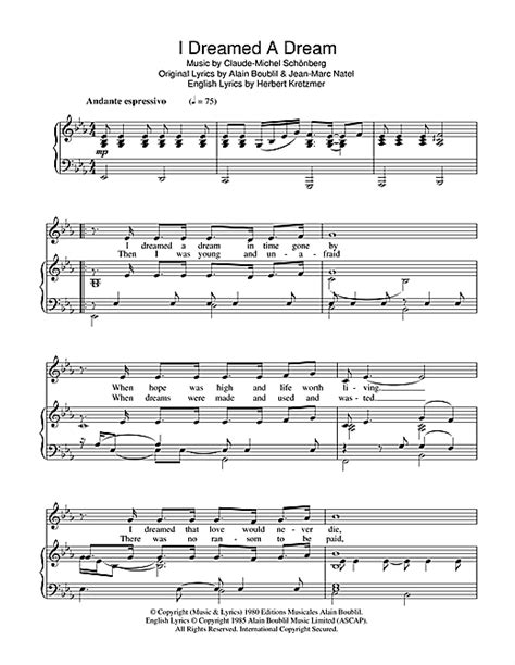I Dreamed A Dream From Les Miserables Sheet Music By Boublil And