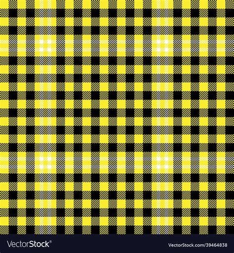 Yellow And Black Checkered Plaid Pattern Vector Image