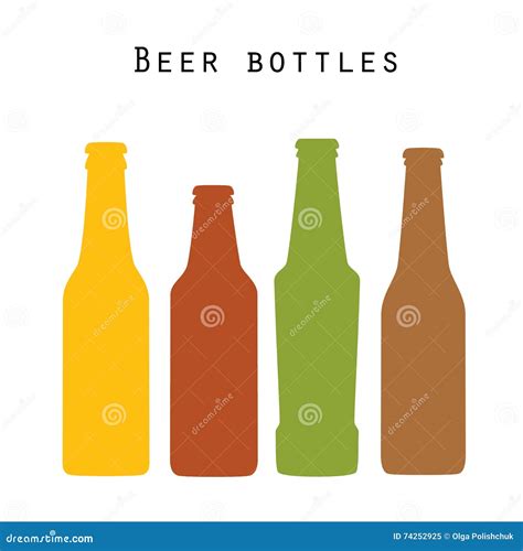 Set Of Colored Beer Bottles Stock Illustration Illustration Of Alcohol Icons 74252925