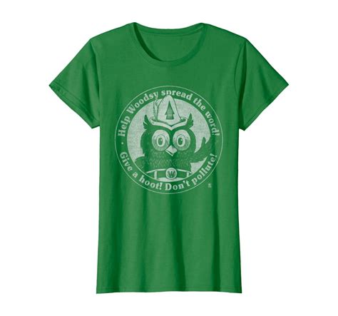Womens Woodsy Owl Give A Hoot Dont Pollute Faded Vintage T Shirt T Shirt