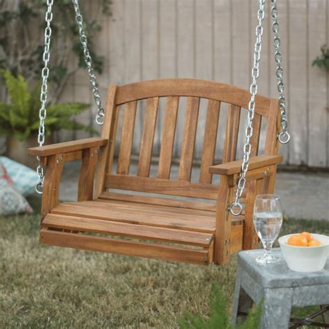 View all the outdoor gliders and swings we have get in the swing of things. Wooden Garden Swing Single Porch Hanging Chair Outdoor ...