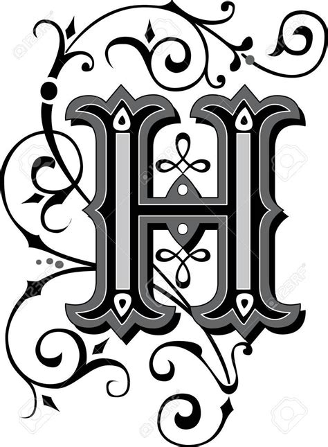 Beautifully Decorated English Alphabets Letter H Royalty Free Cliparts