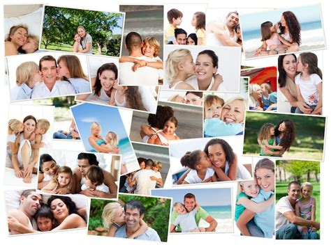 Collage De Familias Lindas Que Abrazan Descargar Fotos Premium