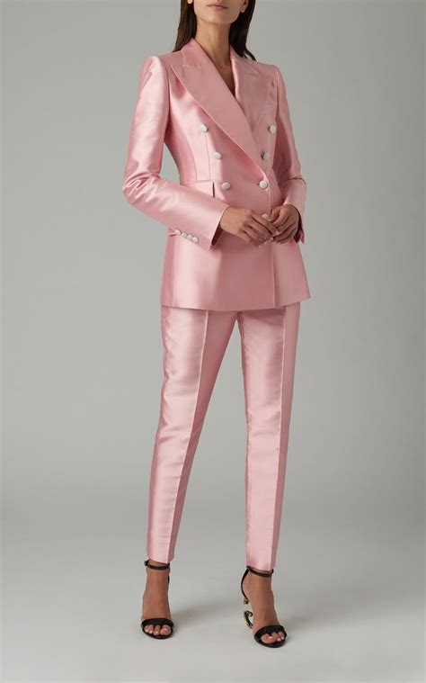 Dolce Gabbana Silk Satin Pants In Pink Suits Women Fashion