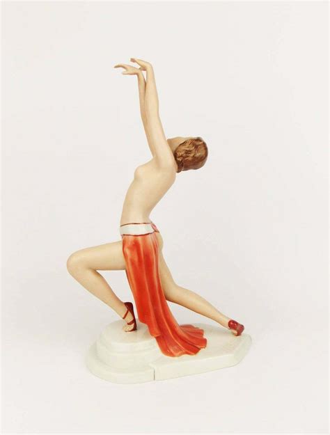 Antique S Royal Dux Art Deco Dancer Figurine Red Dress Act