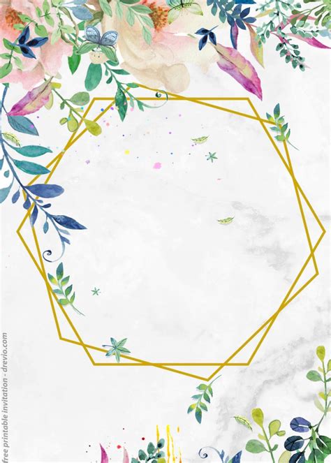 This is more like a fortnite invitation template. FREE Printable Vintage Flower Framed Watercolor ...