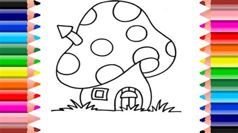 How to Draw Cute Mushroom / Coloring Pages for Kids / Teach Draw for