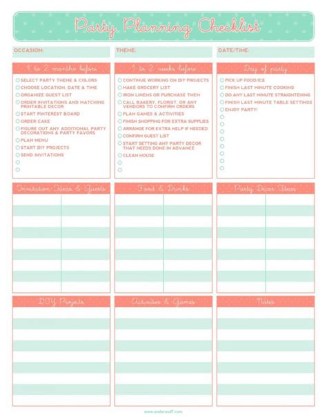 Event Planning Spreadsheet Template — Db