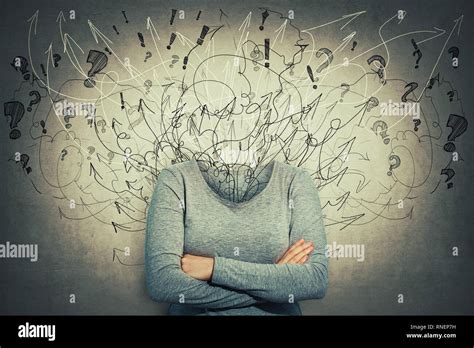 Surreal Young Woman Head Explosion Mental State Problems As Lines Arrows And Mess Instead Of