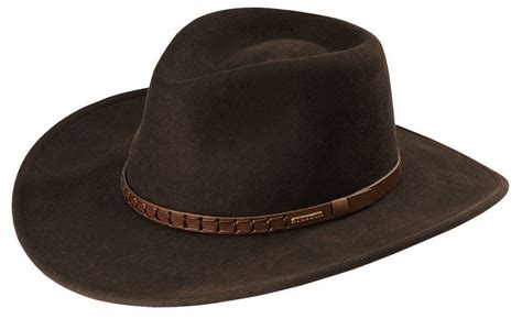 Stetson Mens Sturgis Pinch Front Crushable Wool Felt Hat Brown