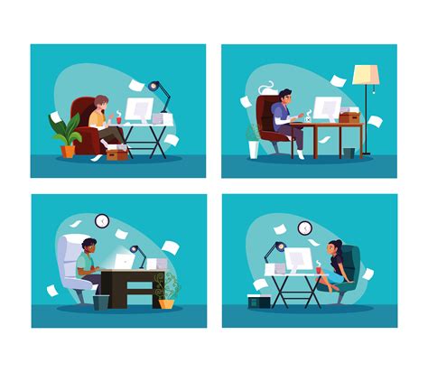 People Working From Home 1237893 Vector Art At Vecteezy
