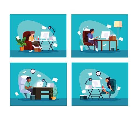 People working from home 1237893 Vector Art at Vecteezy