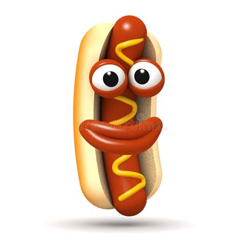 3d Hot Dog In A Bun With Mustard Stock Illustration Illustration Of